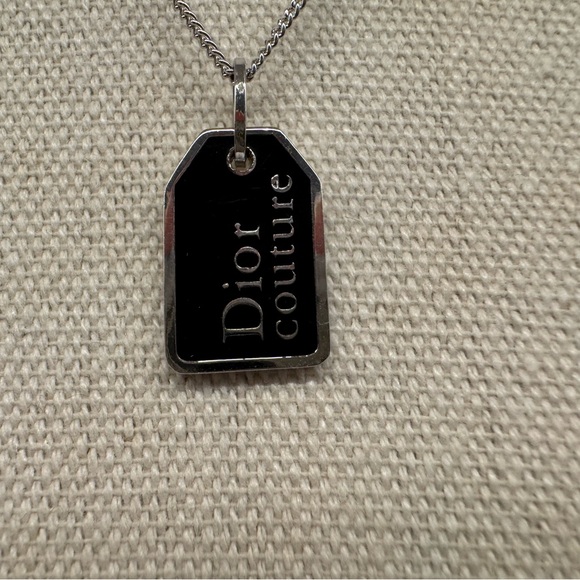 Christian Dior Couture Necklace Dog Tag Silver - Picture 2 of 4